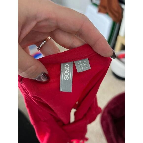 ASOS Red Halter Bodysuit Size 6 US / 10 UK Sleeveless Stretchy Clubwear Festival - Picture 4 of 6